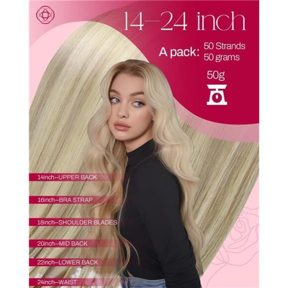 Micro Loop Hair Extensions Real Human Hair Ash Blonde with Bleach main image 4